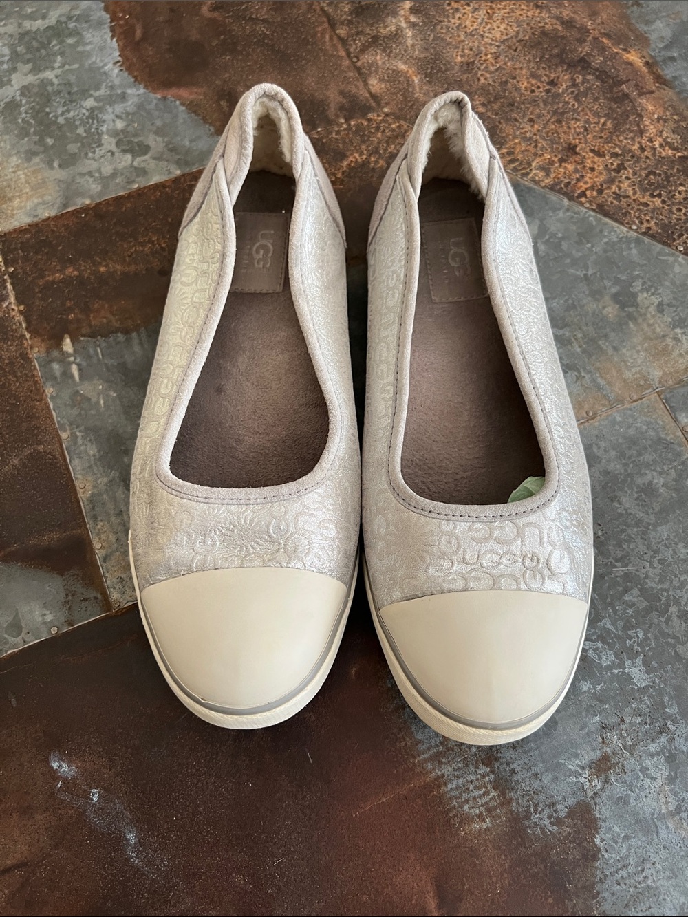UGG Light Gray Embossed Slip-On Women's Shoe